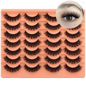 False Eyelashes 14 Pairs Thick Fluffy Lashes Natural Wispy Fake Faux Mink D Curl Strip Pack