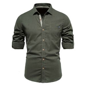 Outono nova gola polo masculina camisa de algodão moda casual masculino bordado cor sólida camisa de manga comprida masculina