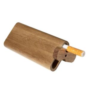 Custodia in scatola di legno Pipa da fumo One Hitter Pipa in legno fatta a mano con tubi in ceramica Filtri per sigarette ZZ