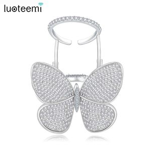 Anéis de cluster LUOTEEMI Alta Qualidade Moda Coreana Anéis de Borboleta de Casamento para Adolescente Micro Pavimentada Brilhante CZ Jóias Móveis para Festa de Natal YQ240109