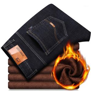 Men's Jeans Men Winter Thicker Warm Fleece Denim Black Business Casual Pants High Quality Male Stretch Straight Fit Long 225k