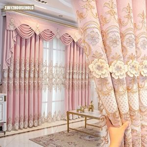 Luksusowa europejska różowa zasłona do życia w jadalni sypialnia blackout prosta podłoga do 240109