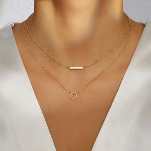 Ожерелья с подвесками ALYXUY, красивое круглое многослойное ожерелье с геометрическим цирконием, женское праздничное подарок