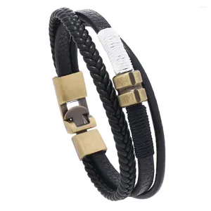 Pulseira na moda multicamadas de couro trançado pulseiras acessórios de liga pulseira masculina jóias moda vintage estilo punk presentes de festa