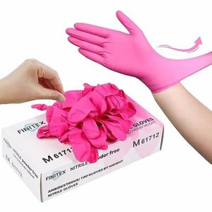 Fuchsia Nitrile Disposable Gloves 100 XS Powder Latex Free Household Food Woman Girl Kids Kitchen Cooking Cleaning 240108