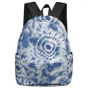 Ryggsäck blå tie-dye etnisk kvinnor man ryggsäckar vattentät multi-pocket skola för student pojkar flickor bärbara bokpaket mochilas