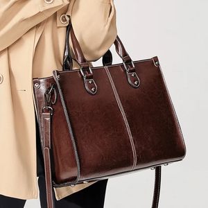 Women Handbag Cross body Shoulder Tote Bag Genuine Leather Shopping Fashion Office Female Real Cowhide Messenger Top Handle Bags 240108