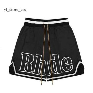 Mens Rhud 짧은 패션 남성 여성 캐주얼 반사 Rhude 셔츠 스케이트 보드 힙합 해변 Rhude 포켓 고품질 Rhude 화이트 반바지 국경 아시아 9464