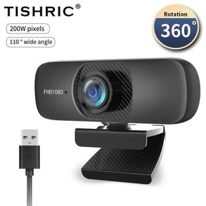 Webcams TISHRIC C60 Full HD Webcam 1080P Autofocus Web Cam USB Web Camera com Micphone para PC 2K 30FPS Câmera Webcam para ComputerL240105