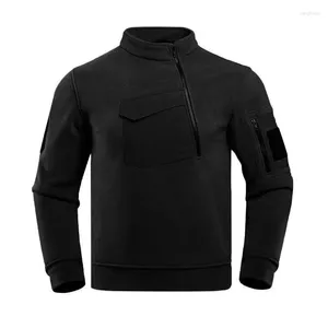 Giacche da caccia Felpe tattiche da uomo Pile polare Outdoor antivento Cerniere laterali calde Cappotto pullover Maglione militare da escursionismo termico