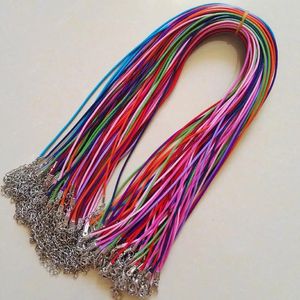 Bracelets Lobster Clasp 1.5mm 100pc Mixed Wax Leather Cord Necklace Rope Pendant 45cm Jewelry Diy Pendants Free Shipping Wholesale