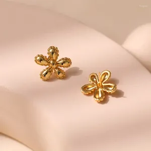 Серьги-кольца с медным покрытием, 18-каратное золото, европейская и американская форма цветка, женский простой модный дизайн, ювелирные изделия высокого качества