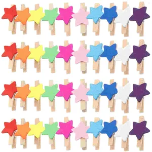 Çerçeveler 100 PCS Küçük Yıldızlı Clothespins Ahşap Giysiler Pimleri Resimler Po Kipi