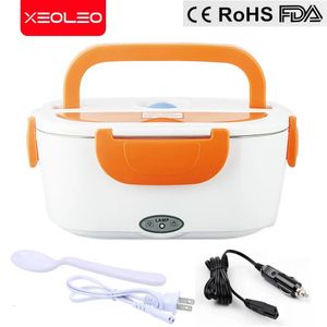 XEOLEO Electric Heating Lunch Box Car Home Portable Stainless Steel Liner Insulation Container Cutlery Set Bento Mini Rice 240109