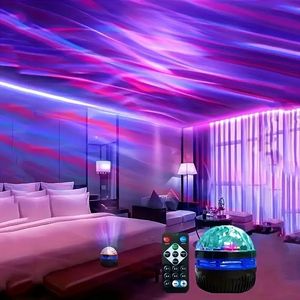 Proiettore di luce nordica a LED da 1 pezzo, motivo multicolore e telecomando, proiettore Galaxy Star, proiettore di luce notturna per camera da letto, proiettore di increspature dell'acqua.