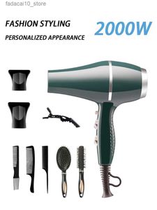 Hair Dryers Hair Dryer Blower Super Strong Hot Air Comb Brush With Nozzle 2000w Salon Equipment For Stylist Hairstyling Tool Free Shipping Q240109