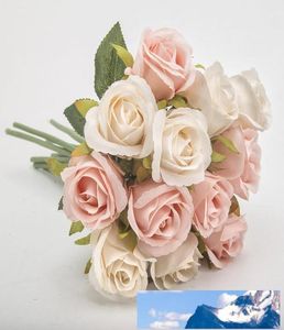 12 Stück künstliche Rosen-Seidenblumen, kleiner Blumenstrauß, Flores, Hochzeit, Party, festlich, Zuhause, Party, dekorative Blumen, Zubehör 0009FL4710284