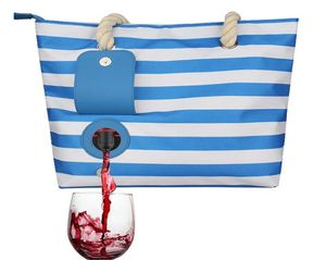 Torby do przechowywania wina torba na płótnie z ukrytym izolowanym przedziałem Modna torebka na plażę na plaże na zewnątrz Party 8182550