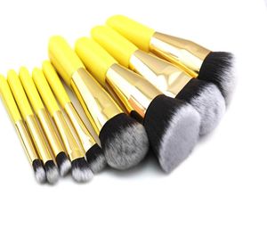 Odessy Pro 9 pezzi Pennelli per trucco morbidi sintetici per capelli Manico in legno giallo Set completo Pennello per trucco cosmetico per la bellezza degli occhi del viso6604773