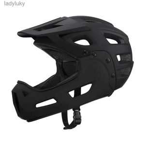 Cykelhjälmar Discovery Full Face Bicycl Hjälm med avtagbar Chin Guard Visor Ventilated Mountain MTB Bike Helmet M/L (54-61CM) L240109