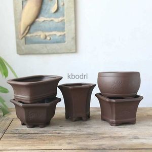 Planters Pots Black Pottery Earthen Burn Ceramic Crafts Flowerpot Plum Orchid Bamboo Chrysanthemum Succulent Plant Pot Breattable Vase Decor YQ240109