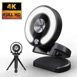 Webcam Webcam 4K Full HD 2K Mini Web Camera con luce di riempimento Laptop PC Computer Trasmissione in diretta Videocamera Microfono WebcastL240105