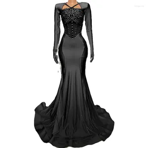 Stage Wear 2024 Full Diamond Long Trailing Skirts Nightclub Bar Dj Performance Evening Dress Gogo Dancers Wedding Party DN17114