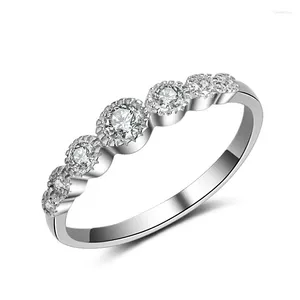 Cluster Rings Diwenfu Real 14K Rose Gold Diamond Ring for Women Böhmen Bröllop Band Silver 925 SMEWELUT RUND BIZUTERIA