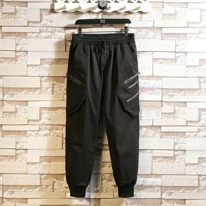 Calças masculinas grandes bolsos homens casual carga preto streetwear jogger calças soltas sweatpants 5xl 6xl 7xl