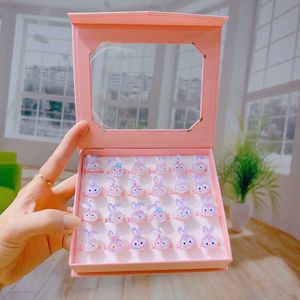 Children Baby Girls Small Square Box Gift Plastic Ring Cute Cartoon Princess Toy Jewelry Prince