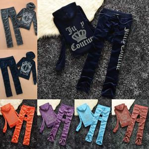 Pantalones de dos piezas para mujer Chándal jugoso de terciopelo Conjunto de costura para mujer Traje de chándal Couture Juciy Coture Sudaderas con capucha Letras Sudadera con capucha Traje de diseñador holgado C