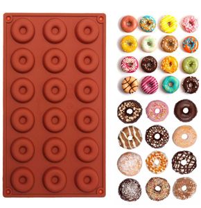 1pc 18 Mini Silicone Doughnut Baking Molds Cake Chocolate Biscuit Candy Soap Silicone Mould Donuts Dessert Mold4588817