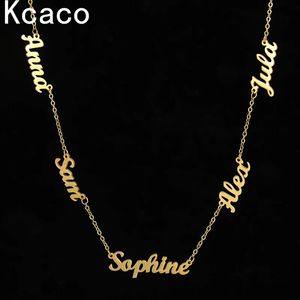 Custom Multiple Personalized Name Necklaces Jewelry Chain Pendant Name Gold Color Necklace for Women Men Stainless Steel Gifts 240109