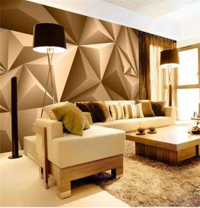 Custom Po Wallpaper 3D Wall Mural Stereo Abstract Space Golden Geometry Mural Modern Art Creative Living Room el Study Wall 1595665