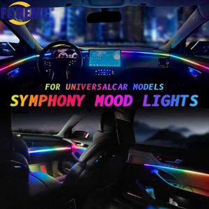 Decorative Lights Full Color Streamer Car Ambient Mood Light RGB 64 Color Sound Control LED Interior Hidden Acrylic Strip Symphony Atmosphere LampL240109