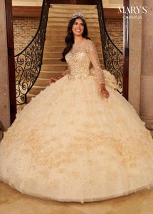 فساتين شمبانيا الديكور الثياب quinceanera فساتين طويلة الأكمام الكبيرة القوس الظهر