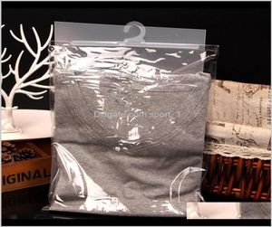 Прозрачная водонепроницаемая ткань из ПВХ для хранения с вешалкой, пластиковая упаковка, сумка с застежкой на пуговицах, шарфы для одежды, сумки с крючками, целые Lx1095 9790406