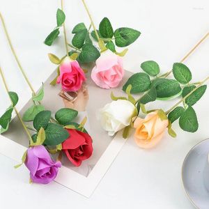 Decorative Flowers 5pcs Artificial Flower Silk Rose Real Touch Single Branch Fake DIY Home Party Decor Wedding Festival Bride Bouquets