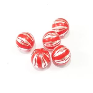 Est 20mm 100 teile/los Acryl Perle Druck Rote Wassermelone Streifen Perlen Für Mode und Kinder Halskette Schmuck 240108