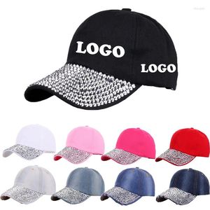 Bonés de bola logotipo personalizado strass boné de beisebol de luxo moda snapback homens diamante meninas hip hop chapéu