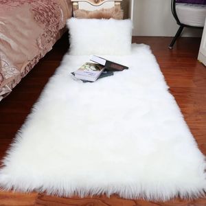 Plush Sheepskin Rugs for Bedroom Soft Carpet Room Long Hair Bedside Mat Floor Hairy White Living Fur Kids Carpets 240109