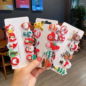 Akcesoria do włosów 10pcs Choinka Dzieci Dziewczyna Dziewczyna Śliczna kreskówka Snowman Elk Clip Pin Spins Hair Hairgrip Barrettes