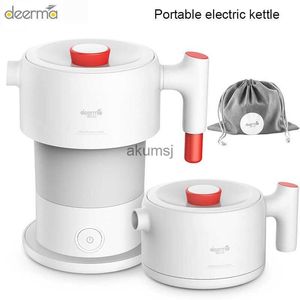 Electric Kettles Deerma Portable Electric Kettle Kitchen Appliances Electric Kettle Boil Water Travel Foldbar 0.6L kaffekanna YQ240109