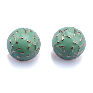 Dangle Earrings 2024 Fashion Korea Enamel Green Drip Oil Round Geometric Women Vintage Striped Punk Metal Jewelry