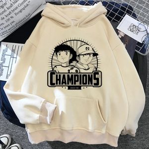 Damen Hoodies Captain Tsubasa Frauen Lustiger Anime 90er Kapuzen Streetwear Pullover