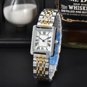 Lüks Watch Womens Tank Watch Meydanı Saatler Tasarımcı Kuvars Hareket Paslanmaz Çelik Bilezik Sapphire Cam Su Geçirmez Kol saatleri #55