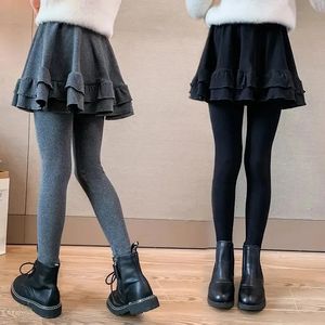 春の冬の女の子のスカート - レギンスカジュアルパンツ子供のためのティーンエイジャーのズボン3-14T子供学校パンツベビーフリース服240108