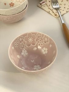 Bowls Japanese Style And Beautiful Wind Ins Cherry Blossom Isolation Glaze Ceramic Breakfast Snack Rice Bowl