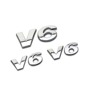 3D Metallo Argento V6 Emblema Parafango Auto Distintivo Tronco Decalcomania Per VW CC Nuovo Magotan B7L Passat Touareg V6 Stikcer accessori