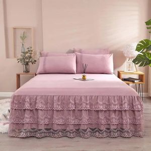 Sängkläder bomullsark och örngott hemtäcke spetsar fast färg sängöverdrag för par dubbel kung queen size madrass 240109